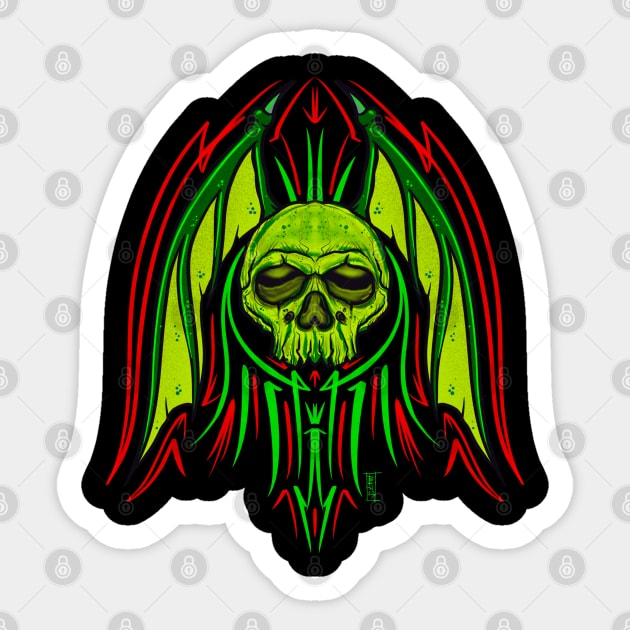 Bat winged skull Sticker by Chillateez 